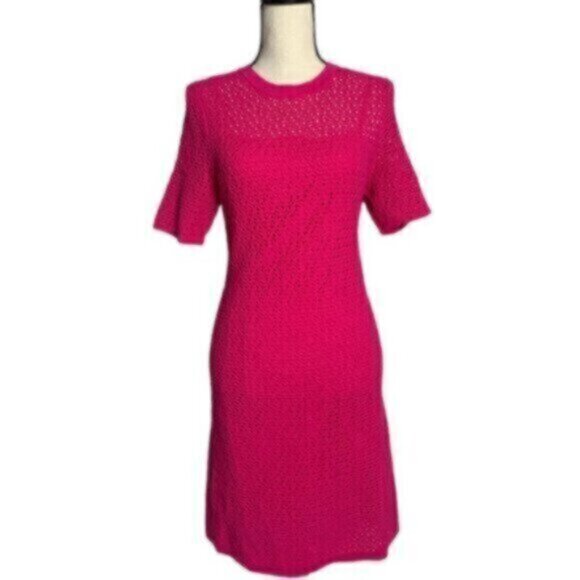 NWT Banana Republic Fuchsia Pink Pointelle Knitted Dress - Picture 3 of 10